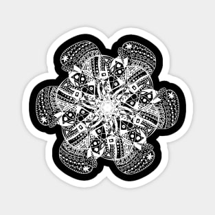 Trendy stylish white color print mandala. Hand drawn illustration. Posters and Art Prints Magnet