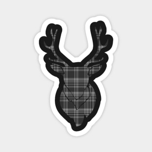 Rustic Tartan Pattern Stags Head Magnet