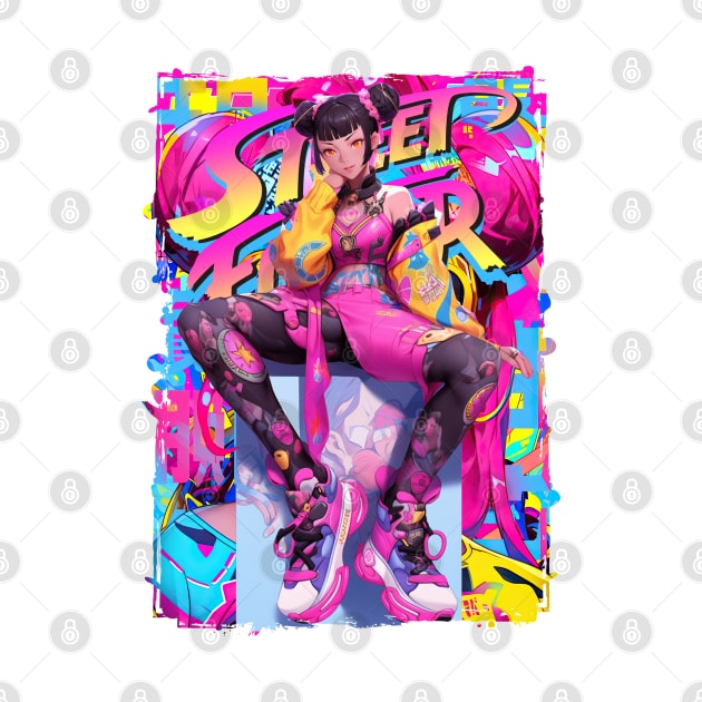 JURI HAN STREET GIRL - STREET FIGHTER | Anime Graffiti Style Video Game Design Graphic | PROUD OTAKU by PROUD OTAKU