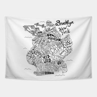 Illustrated Brooklyn Map Tapestry