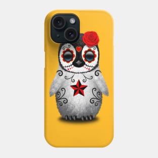 Red Day of the Dead Sugar Skull Penguin Phone Case