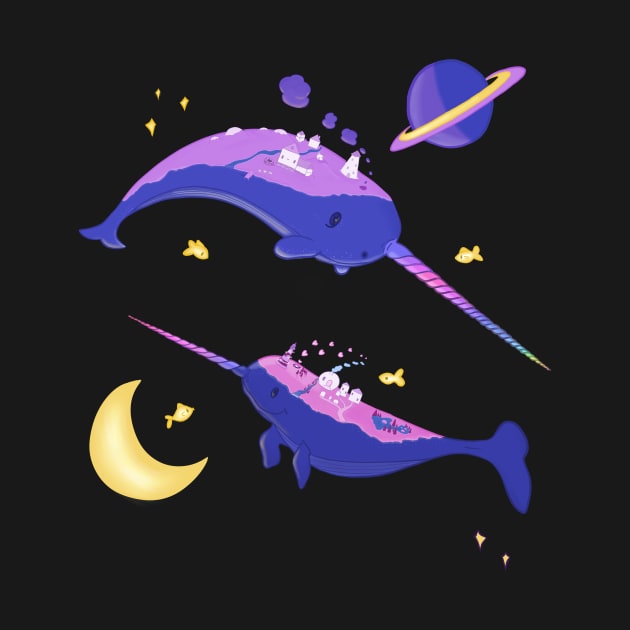 Space Narwhal by moonlitdoodl