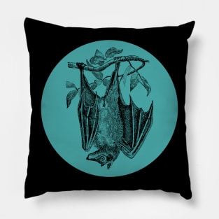 Halloween Bat, Omens, Signs, and Fortunes - Teal and Black Style Pillow