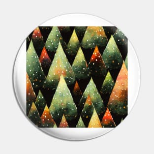 Retro Christmas Tree with Lights Watercolor Seamless Design Pin