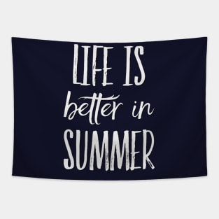 Life is better in summer Hello Summer Cute Summer Blue Typography Tapestry