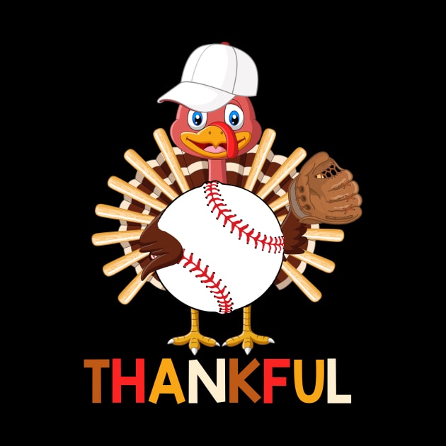 Turkey With Baseball Thankful Thanksgiving Christmas Gift by mazurprop