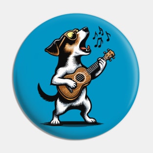 Dog Playing Guitar Singing Jack Russel Terrier Dog Funny Pin