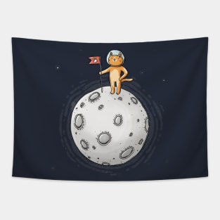 Cat on the moon Tapestry