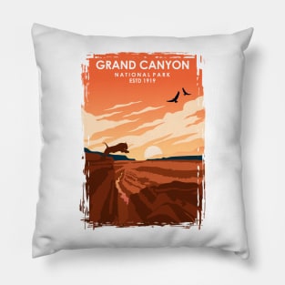 Grand Canyon Vintage Minimal Retro National Park Travel Poster Pillow