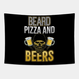 Beard Pizza And Beer Skull Tapestry