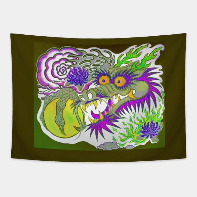 Neon Dragon With 4 Elements Variant 14 Tapestry by Boogie 72