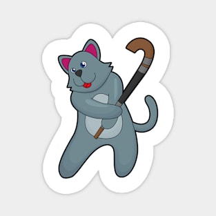 Cat at Hockey with Hockey stick Magnet