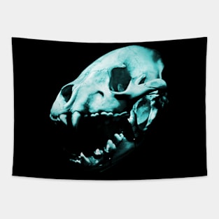 Turquoise Predator Skull Tapestry