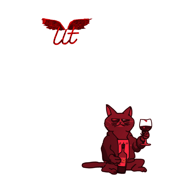 LitQ - Cute cat drinks wine on Valentine's Day anime art vibe by LitQ