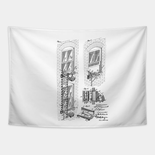 Fire Escape Vintage Patent Hand Drawing Tapestry by TheYoungDesigns