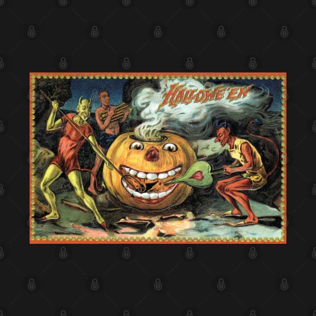 Victorian Halloween Pumpkin and Devils Greetings by forgottenbeauty