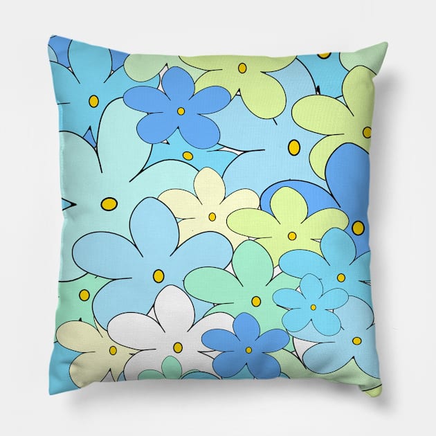 Multi Pastel Color Cartoon Flower Pillow by kimbo11