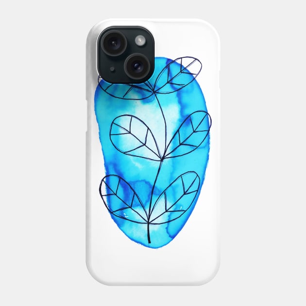 Blue Watercolor Plant Phone Case by saradaboru