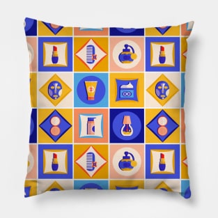 Retro Beauty Parlor - Colorful Patchwork Pillow