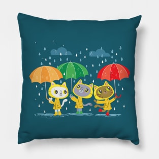 Rainy Day Kitty Cats Pillow