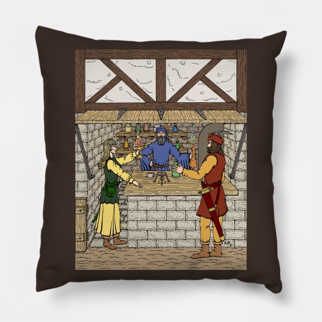 Apothecary Shop Pillow by AzureLionProductions