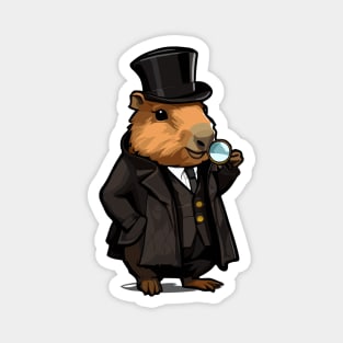 Cute Capybara Detective Gentlaman Magnet