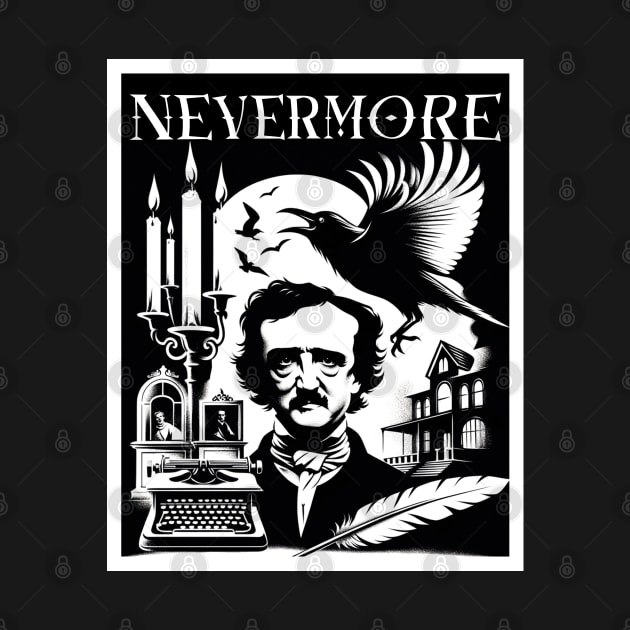 Nevermore - Edgar Allan Poe and the Raven - Goth Style by Skull Riffs & Zombie Threads