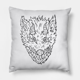 Scary Beast Monster Horror Black Lineart T-Shirt Pillow