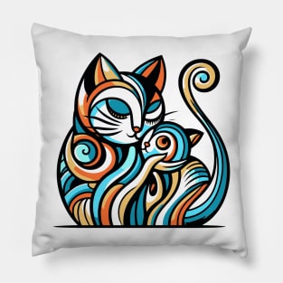 Pop art cat illustration. cubism cat illustration Pillow