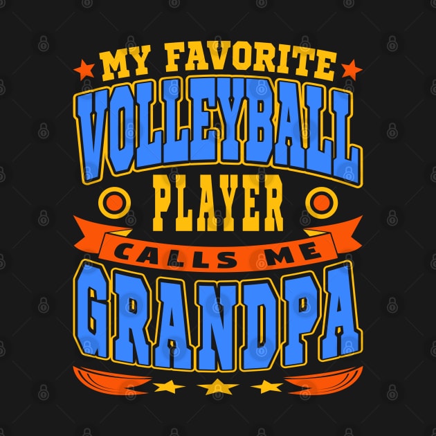 Calls Me Grandpa Funny Grandchildren Volleyball Lover Typography by JaussZ