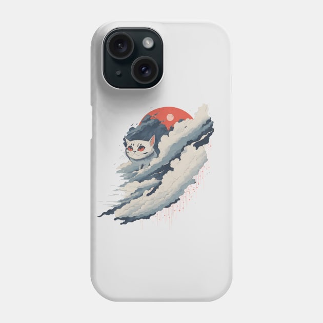 The white cat on top of the clouds Phone Case by digital creator bbw