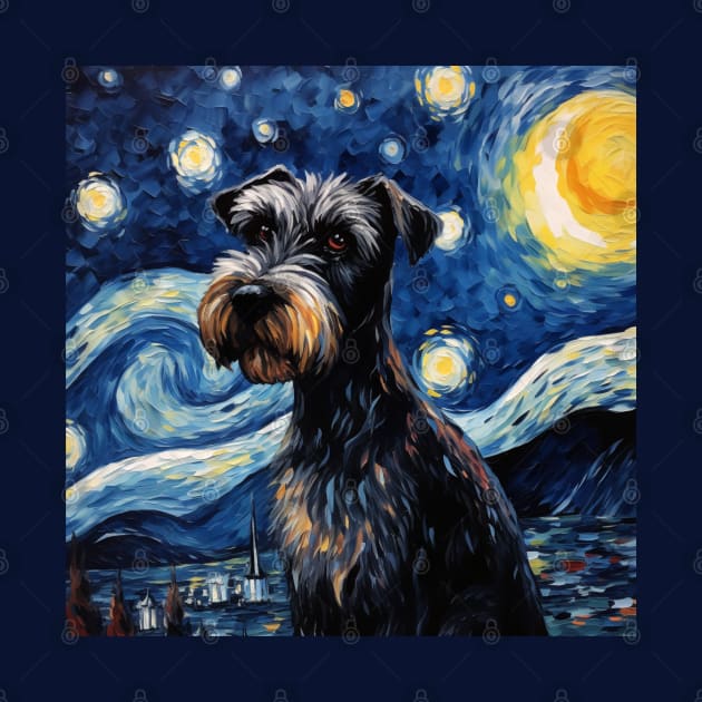 Standard Schnauzers Painted in The Starry Night style by NatashaCuteShop