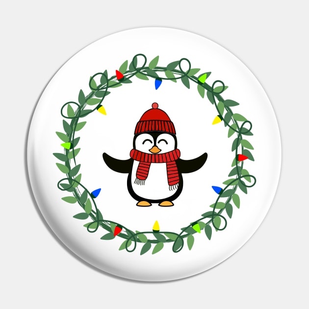 PENGUIN Christmas Wreath Pin by SartorisArt1