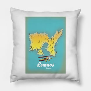 Lemnos greece retro map Pillow