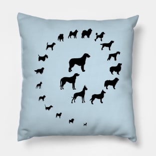 Spiral of dog breeds from large to small Pillow