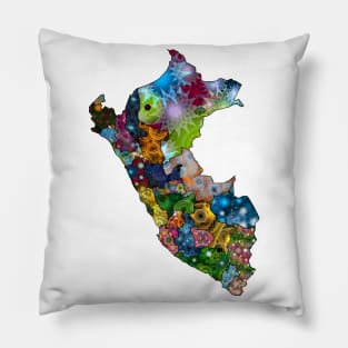 Spirograph Patterned Peru Regions Map Pillow