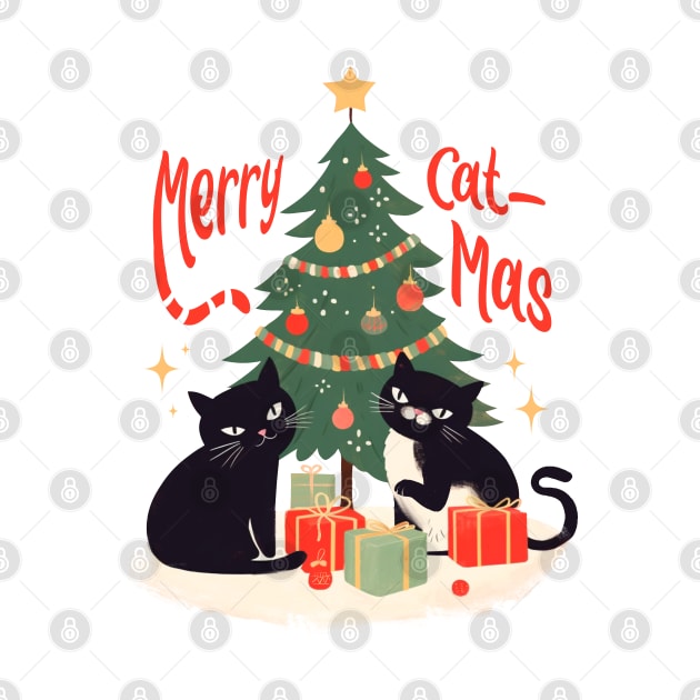 MERRY CAT-MAS FUNNY CATS CHRISTMAS TREE by rraynerr