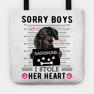 Black Dachshund Sorry Boys I Stole Her Heart Tote