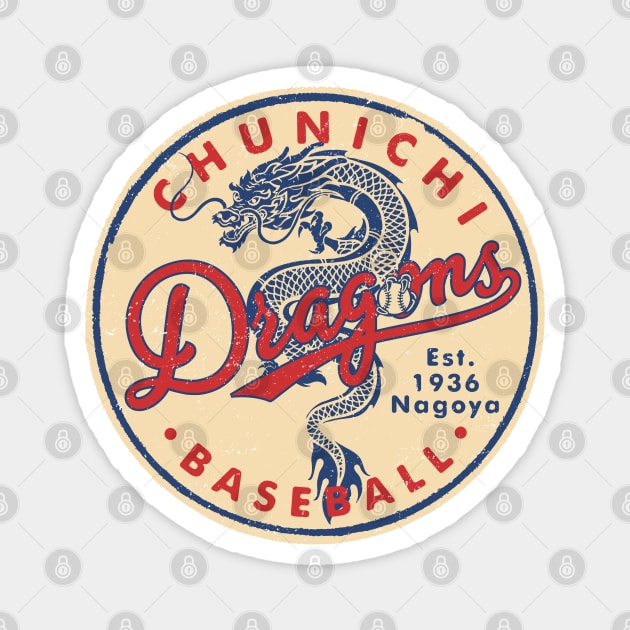 Vintage Chunichi Dragons 1 by Buck Tee Magnet by Buck Tee