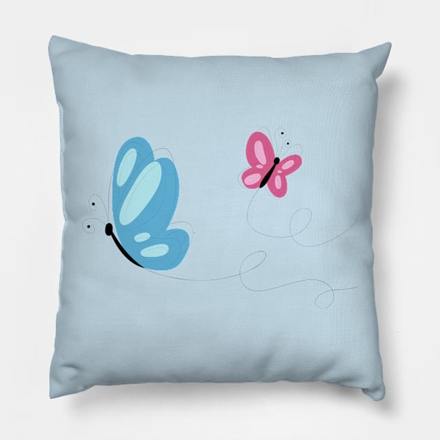 Butterflies Outline Hand Drawn Pillow by Mako Design 