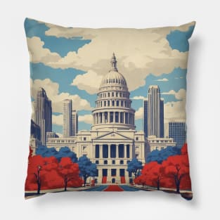 Austin Texas United States of America Tourism Vintage Poster Pillow