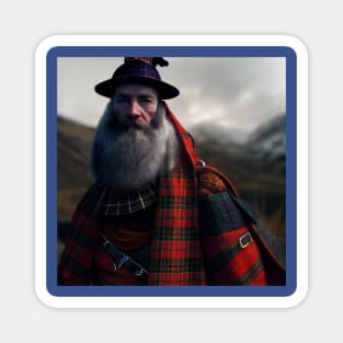 Scottish Highlander in Clan Tartan Magnet