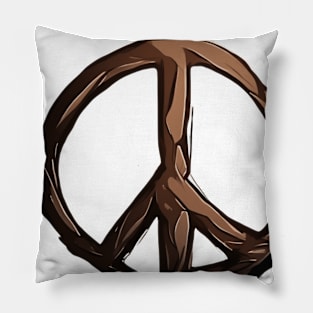 Peace Sign Brown Shadow Silhouette Anime Style Collection No. 262 Pillow