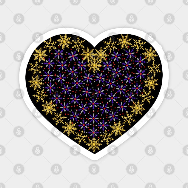 Yellow and violet snowflakes fancy heart Magnet by Nano-none