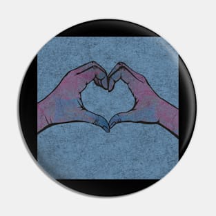 Heart Hands on Blue Background Pin