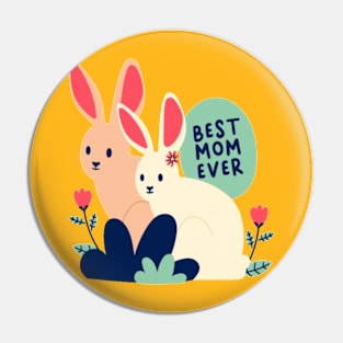 Mother's Day Bold Colourful Rabbit  Mom best mom ever Pin