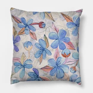 Purple Painted Floral Pattern Pillow