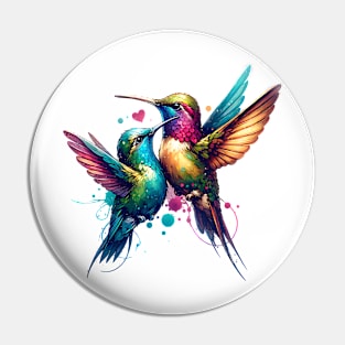 Hummingbird Couple Dancing in the Air Pin