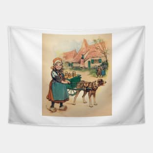 Dutch Girl with Milk Wagon Tapestry