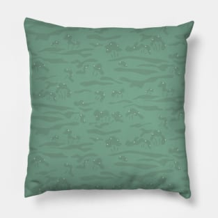 Flowing time at the green mossy marshes Pillow